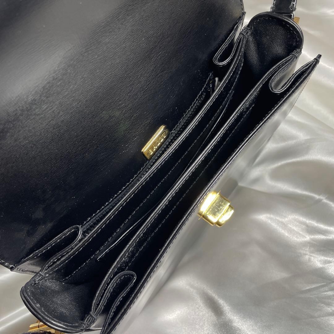 Authentic Bally Leather Shoulder Bag Black 6.5in Compact Vintage Purse