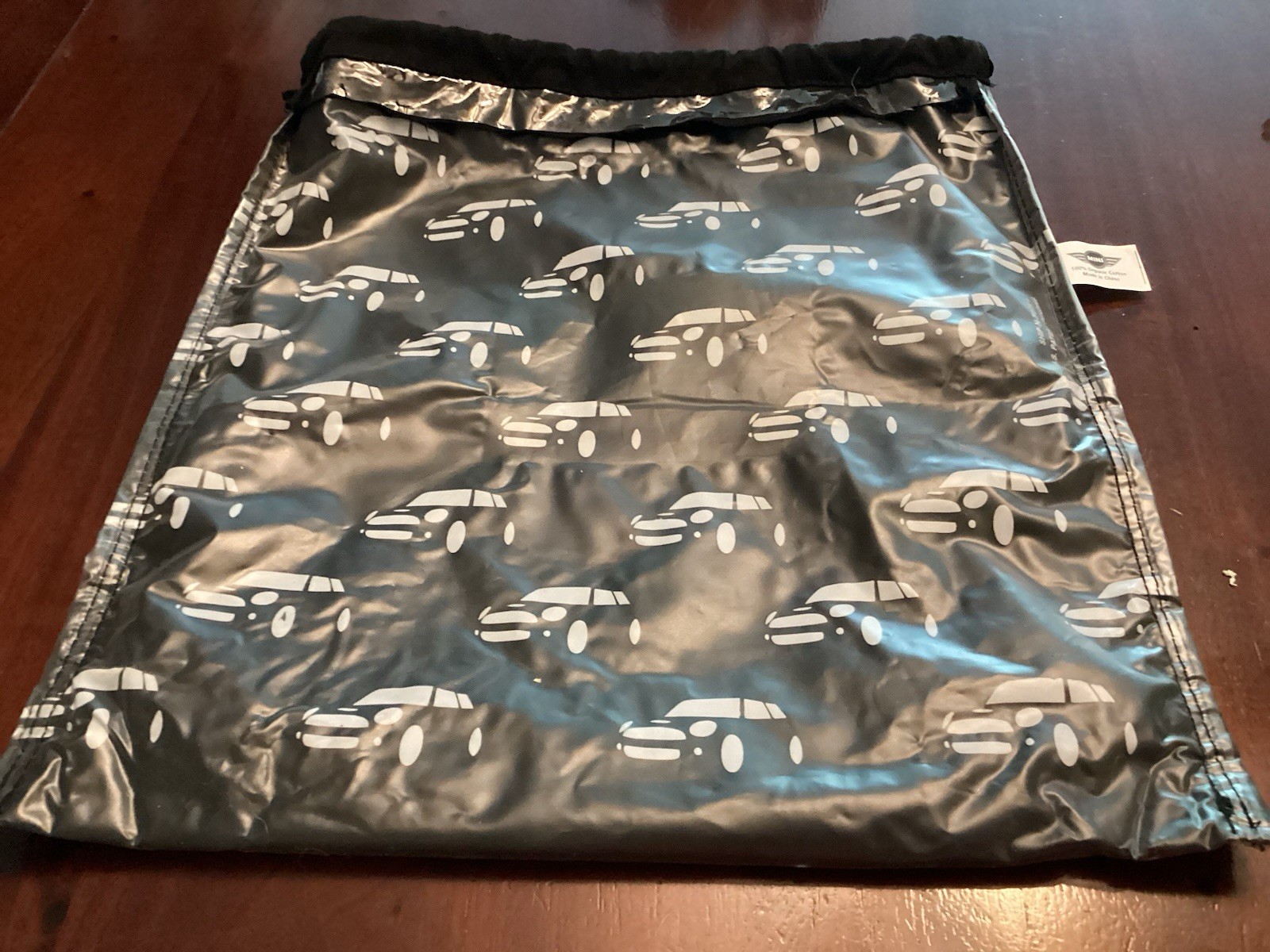 BMW Mini Cooper Black Drawstring Backpack~Bulldog SPIKE Graphics ~Lined