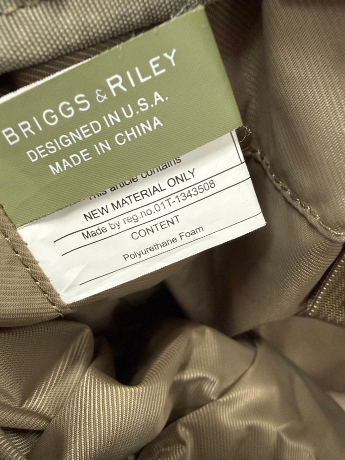 Briggs & Riley Travelware Large Shopping Tote Bag Olive Green Tan 255-7