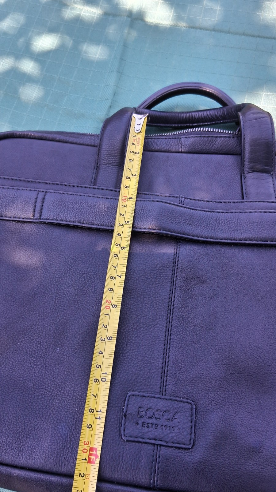 bosca mens Large Black leather Crossbody bag With Multi Zip Pockets