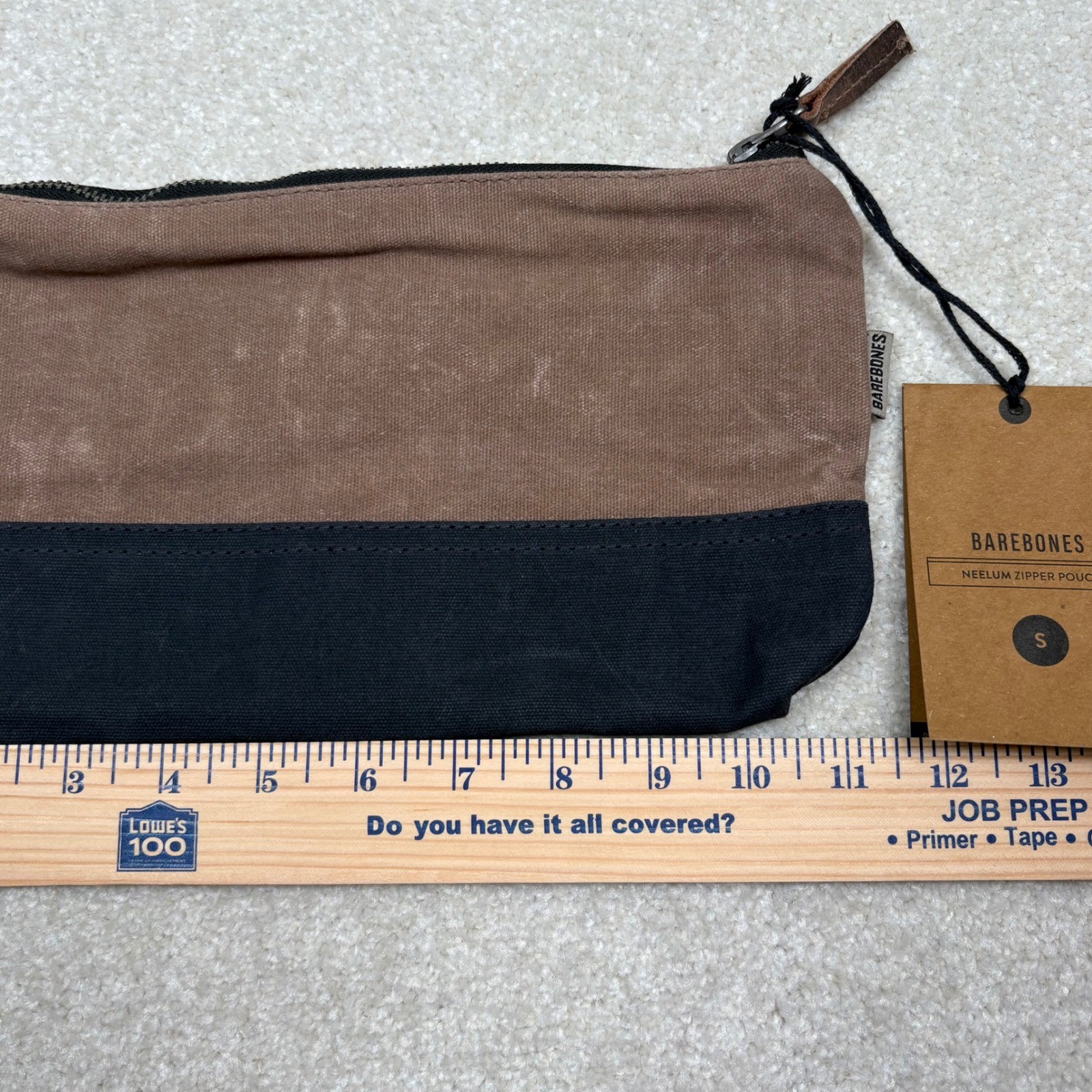 Barebones Neelum Small Canvas Zipper Pouch Khaki Black STC-722 NWT