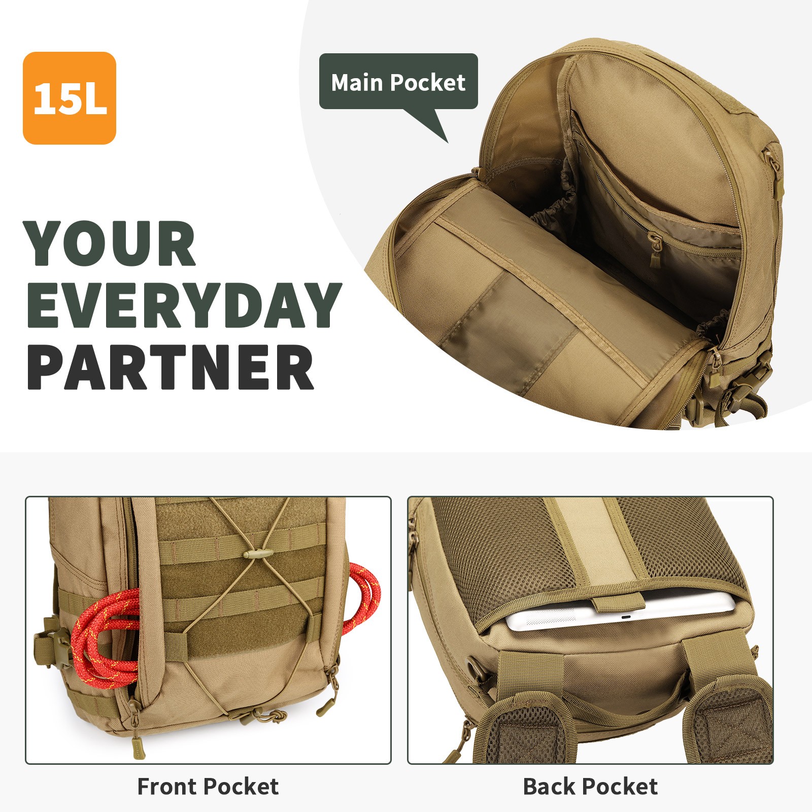 25L Tactical Backpack Military Rucksack Men Women Daypack Molle Army Work Bag