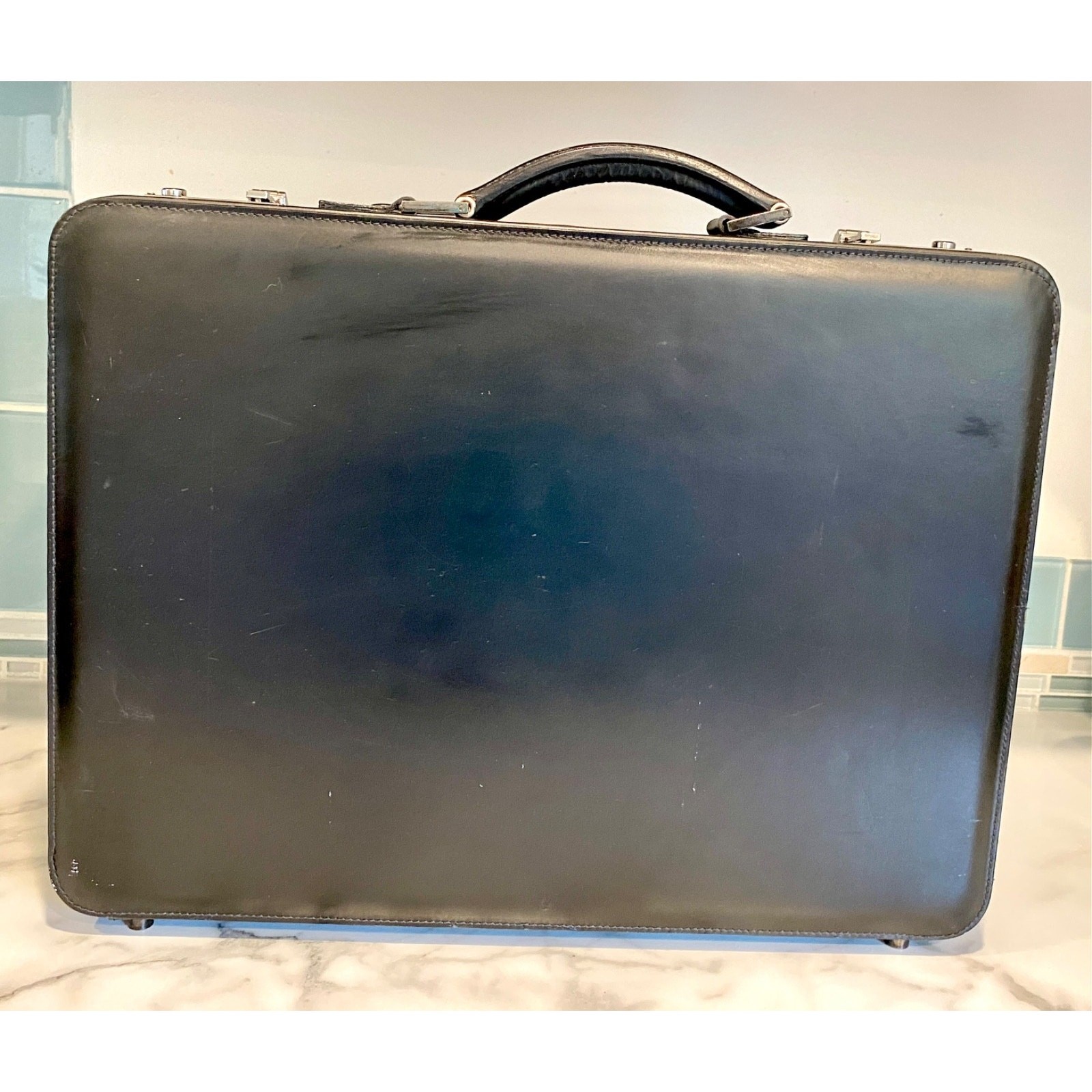 Vintage Cole Haan Black Leather Hard Shell Briefcase Attache Case