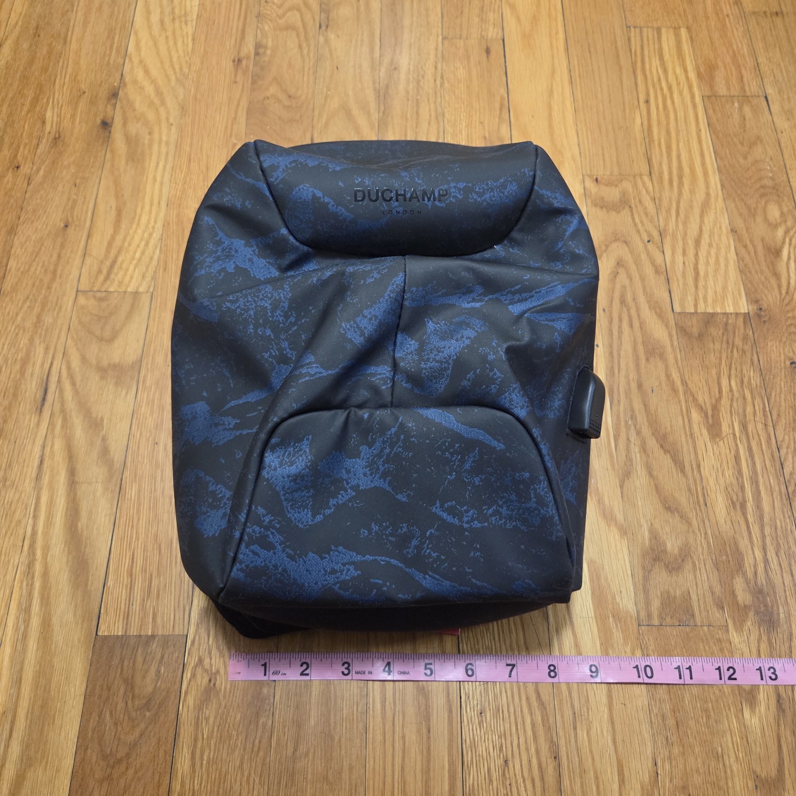 Duchamp London Anti-Theft Laptop Tablet Backpack Sleek Blue Black Design USB