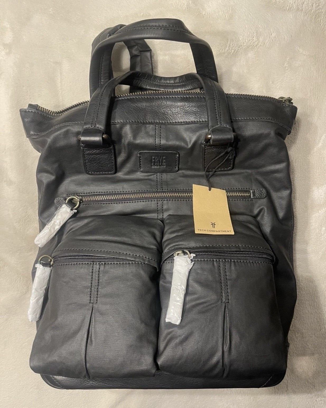 Frye Black Backpack Zip Closure Adjustable Straps Inner Pockets Travel