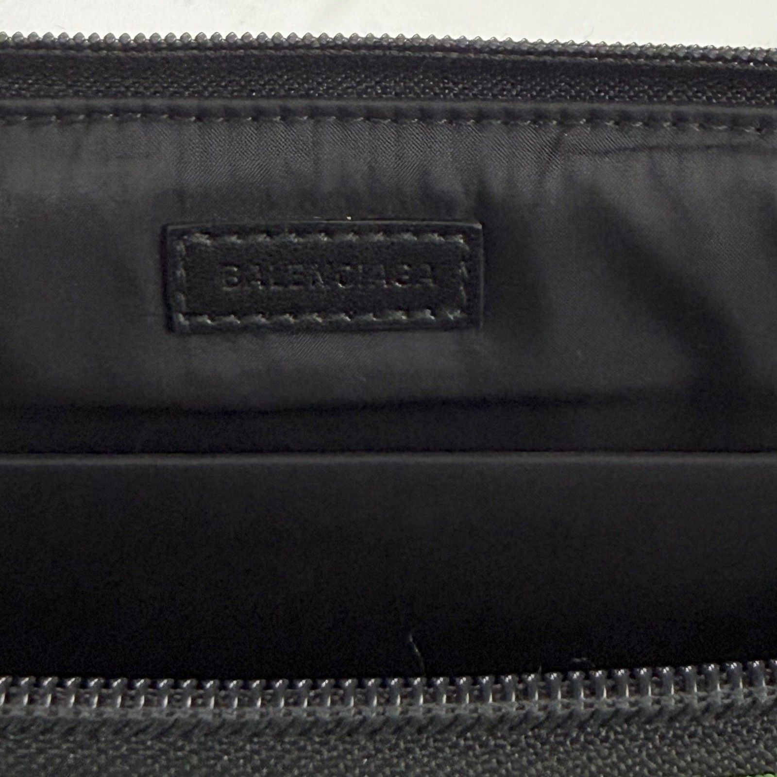 Balenciaga Neon Green Nylon Logo Embroidered Zip Pouch Document Holder Bag