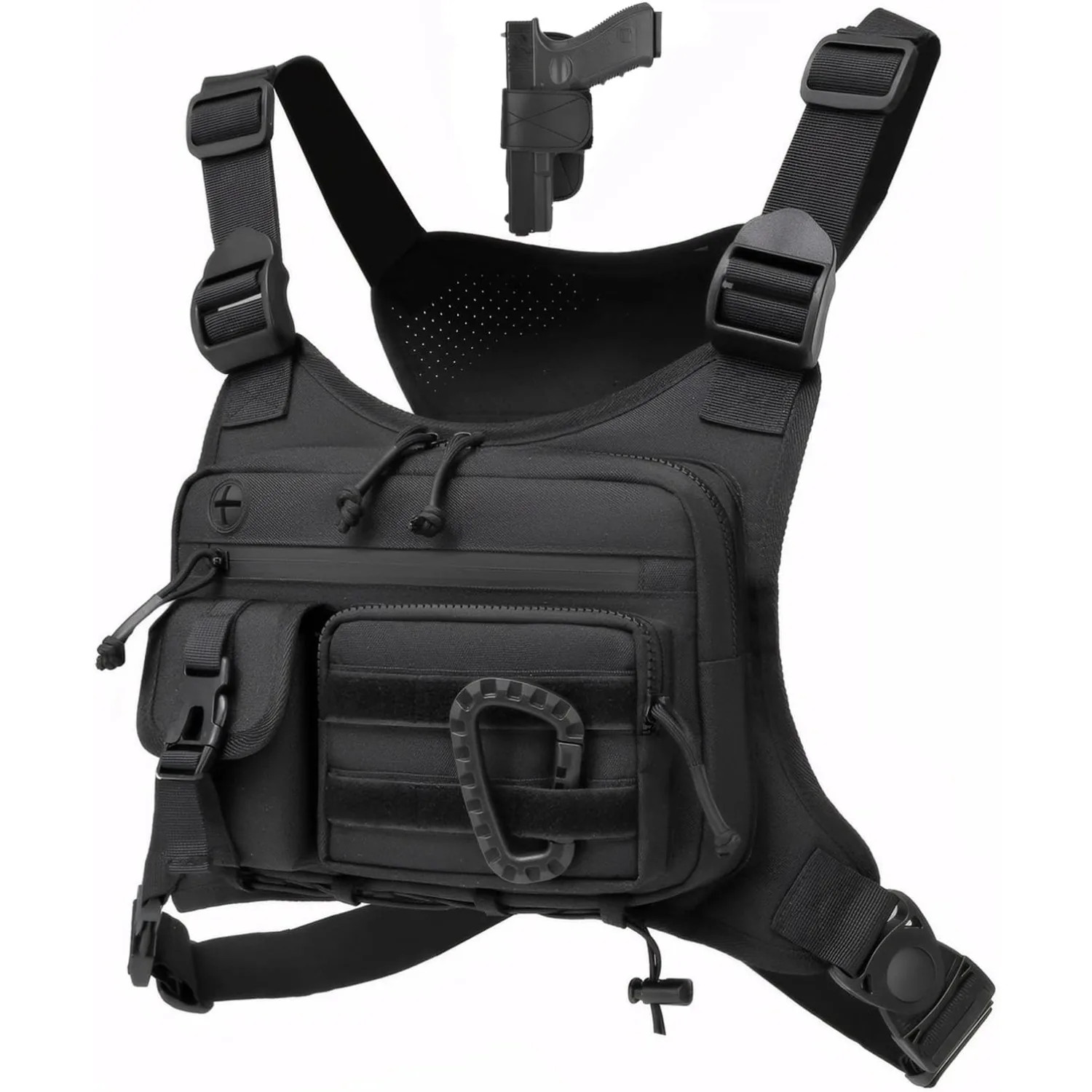 Men’s Tactical Chest Rig Bag Multi-Functional Outdoor Vest Pack Lightweight Back