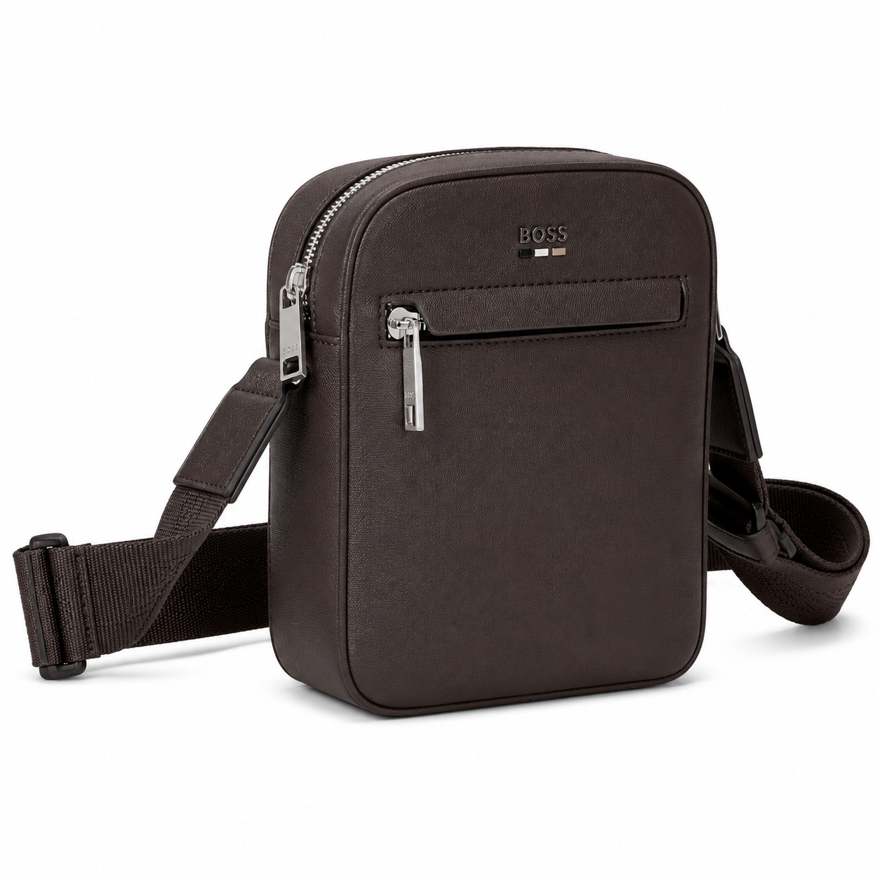 Hugo Boss Men’s Ray Messenger Zip Bag Brown