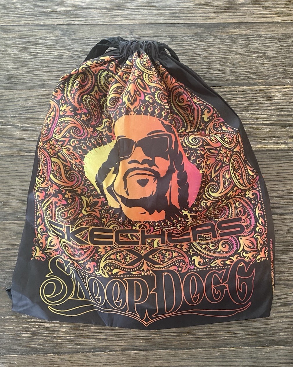 Snoop Dog Skechers Backpack Drawstring Lightweight 100% Poly Black Multi Color