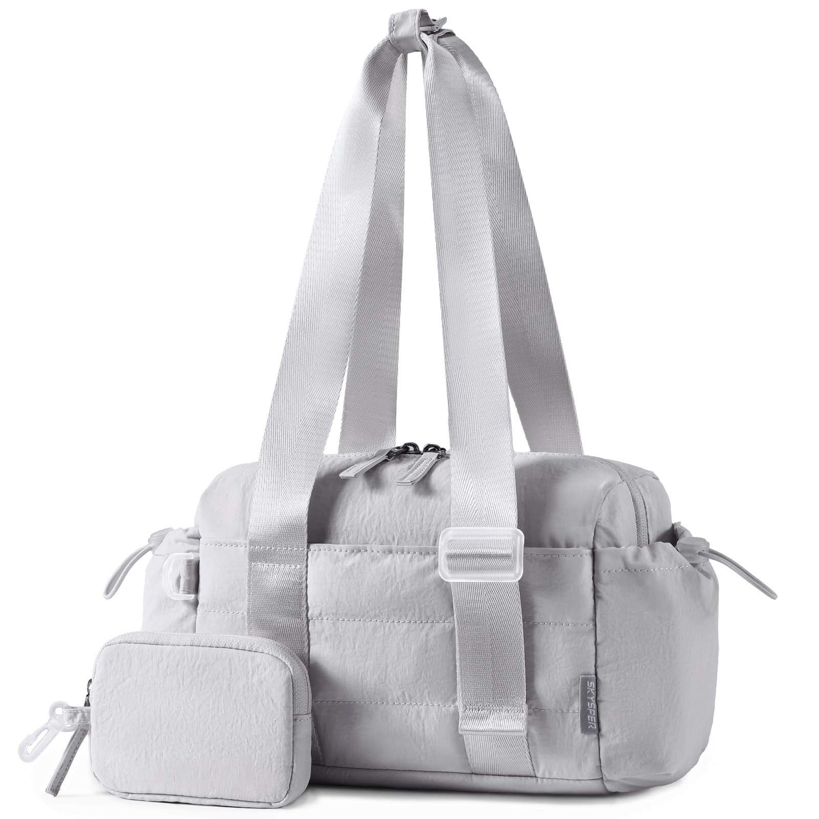 Mini Gym Bag Small Duffle With Wet Compartment Lightweight Compact Grey Purse