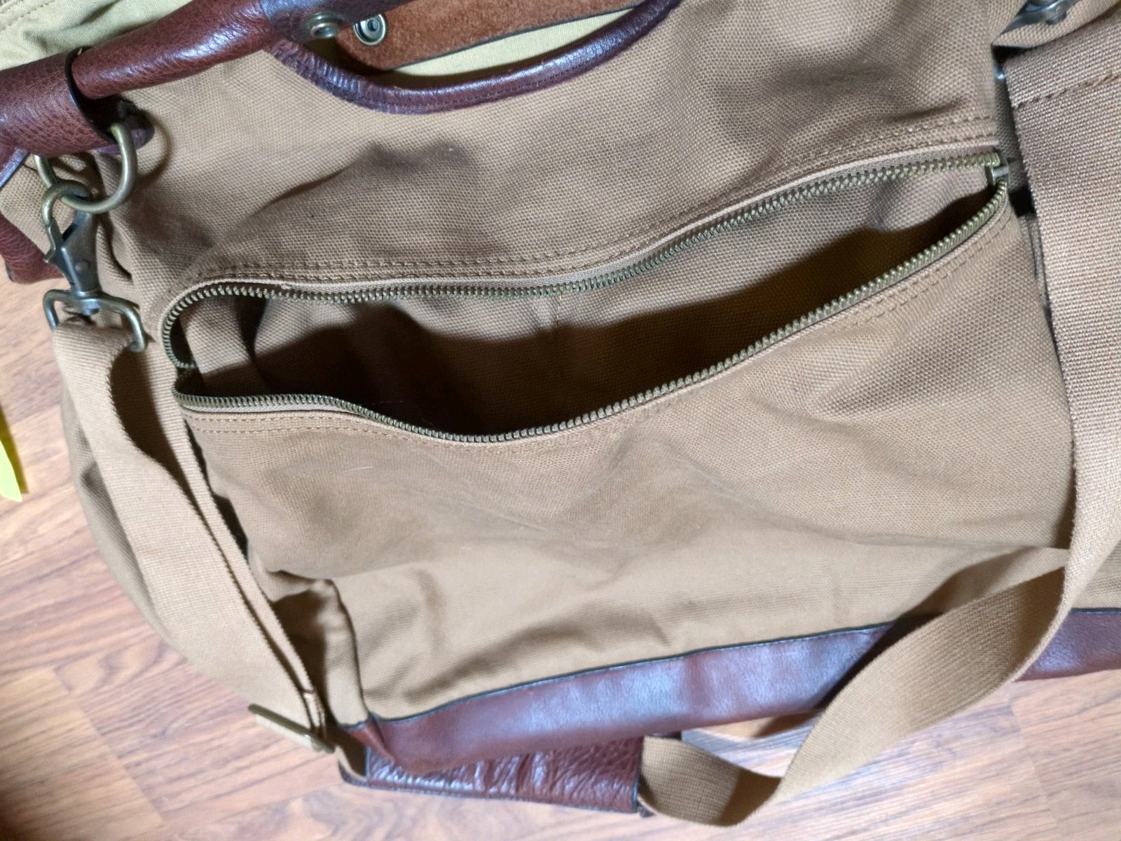 Vintage Large Duluth Trading Postmaster Tote Bag Canvas Leather w Shoulder Strap