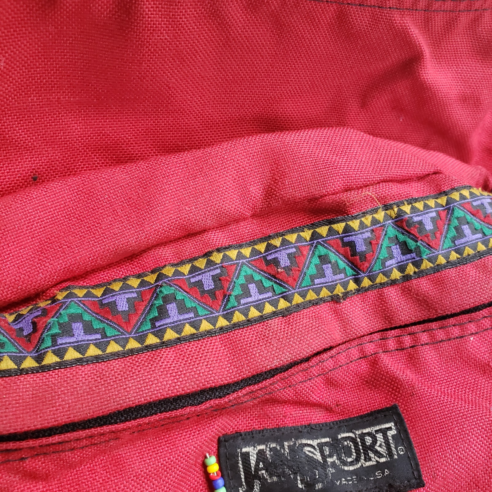 Vtg Jansport Aztec Suede Leather Bottom Backpack Day Trail Pack Made in USA 90s