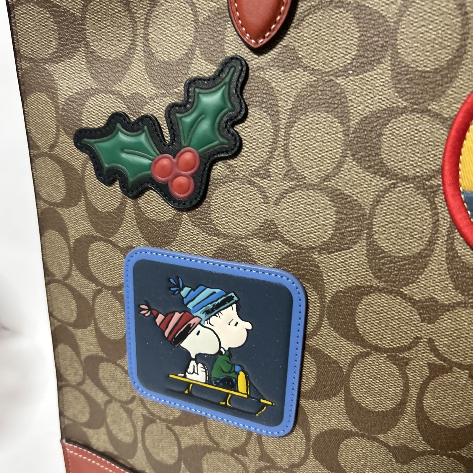 🐼💦 Coach CE948 🐼💦 Peanuts Graham Canvas Patches Tote Signature Bag 🐼 GB43