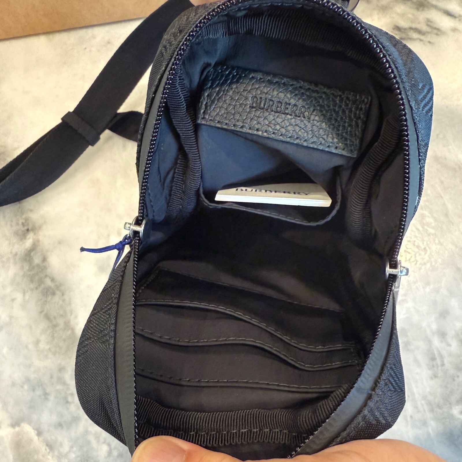 Burberry Check Black Nylon Jacquard Phone Bag