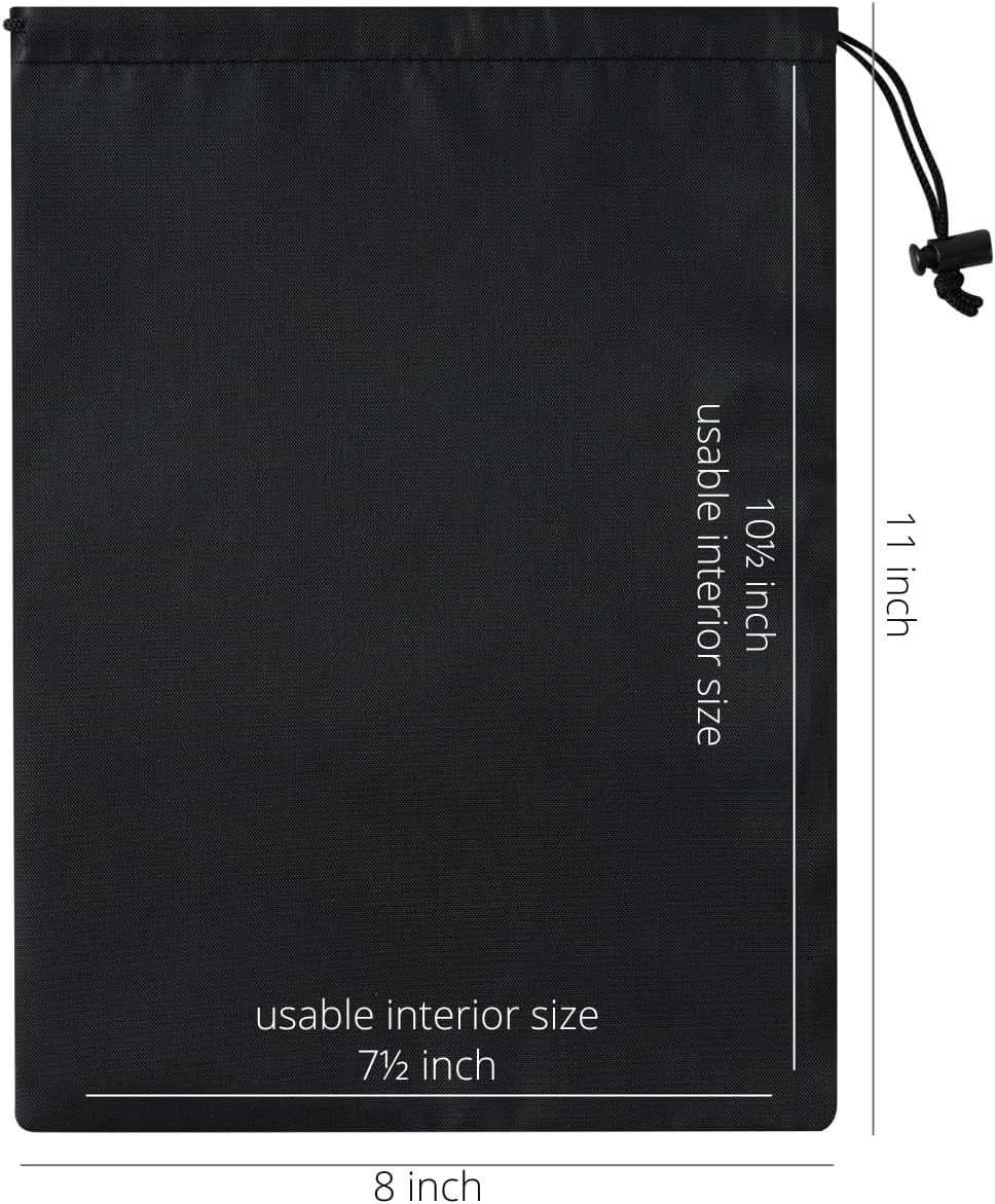 Drawstring Bag with Toggle – Nylon Cinch and Ditty Pouch – Six Pack (Black, 8 X
