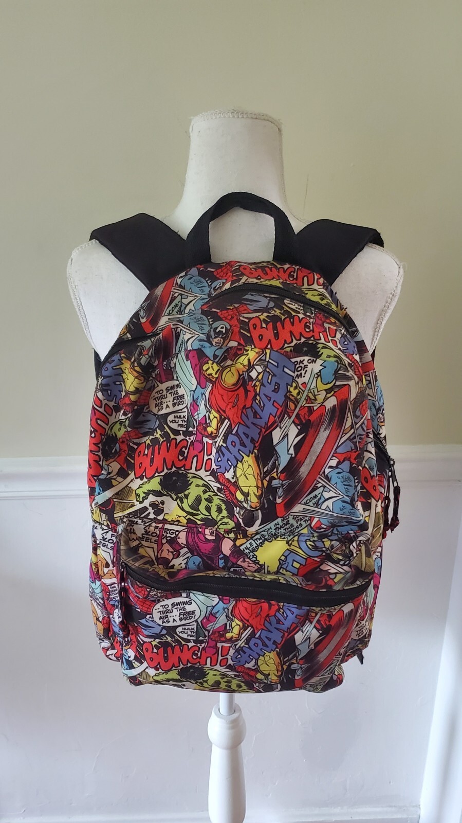 Marvel Backpack Comics Spiderman Hulk Ironman Heroes Comic Strip 18″ Bag