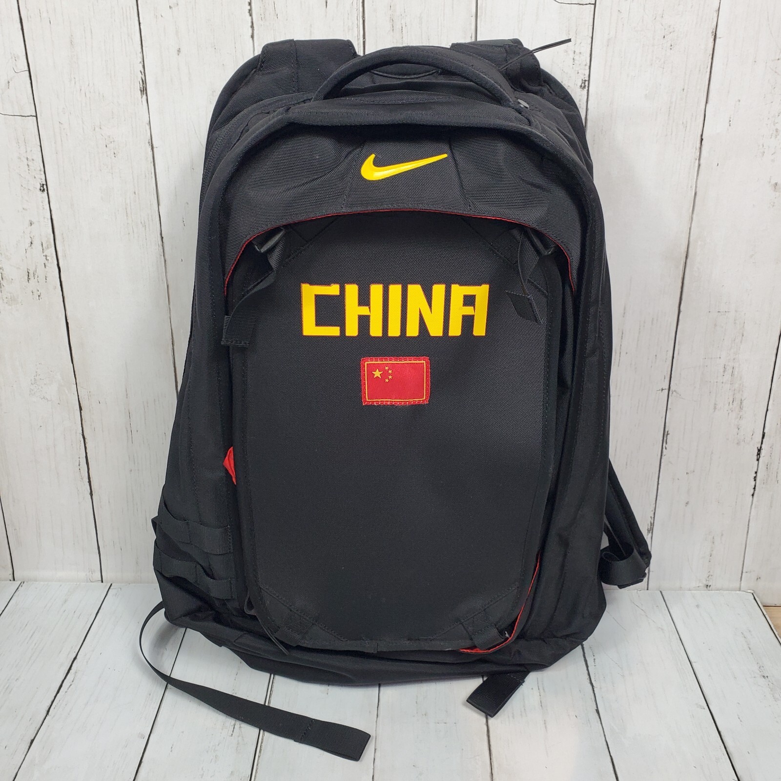 Nike Olympic Sample Backpack Black Yellow Large “CHINA” Multipocket Y2K Vintage