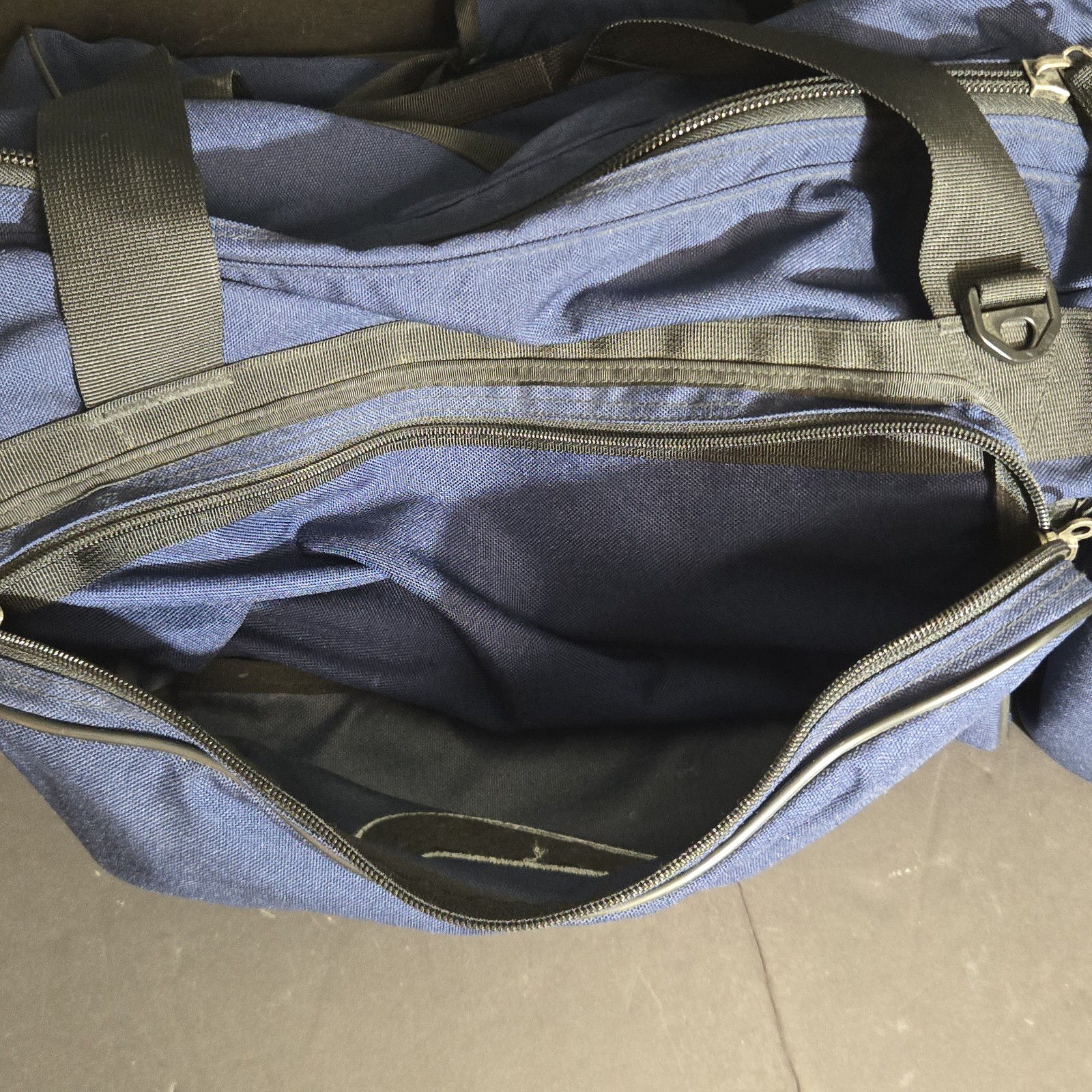 Vintage Nike Blue Duffle Bag Embroidered Center Swoosh 90s Y2K No Shoulder Strap