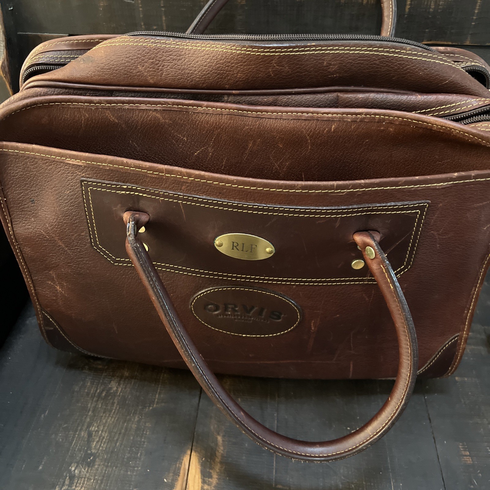 Vintage Orvis All Leather Briefcase Messenger Bag Satchel Laptop