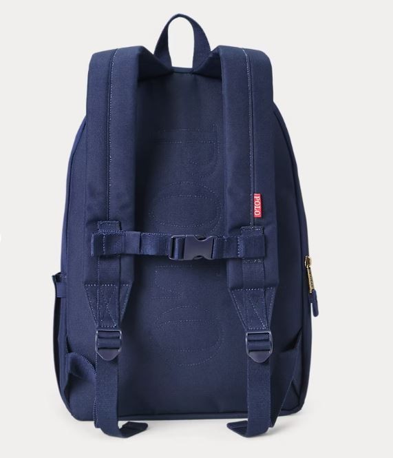 Polo Ralph Lauren School Backpack Bear Logo Navy Blue Laptop Pocket Backpack Bag