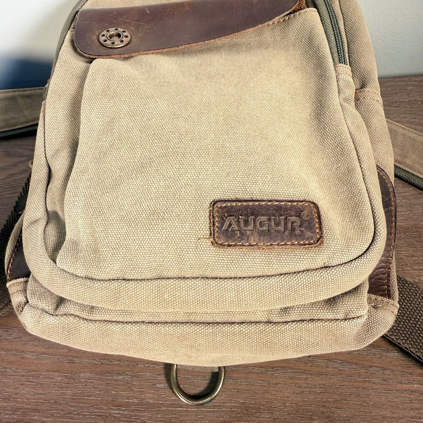 Augur Strauss Convertible Canvas Leather Utility Backpack Men Unisex Sling Bag