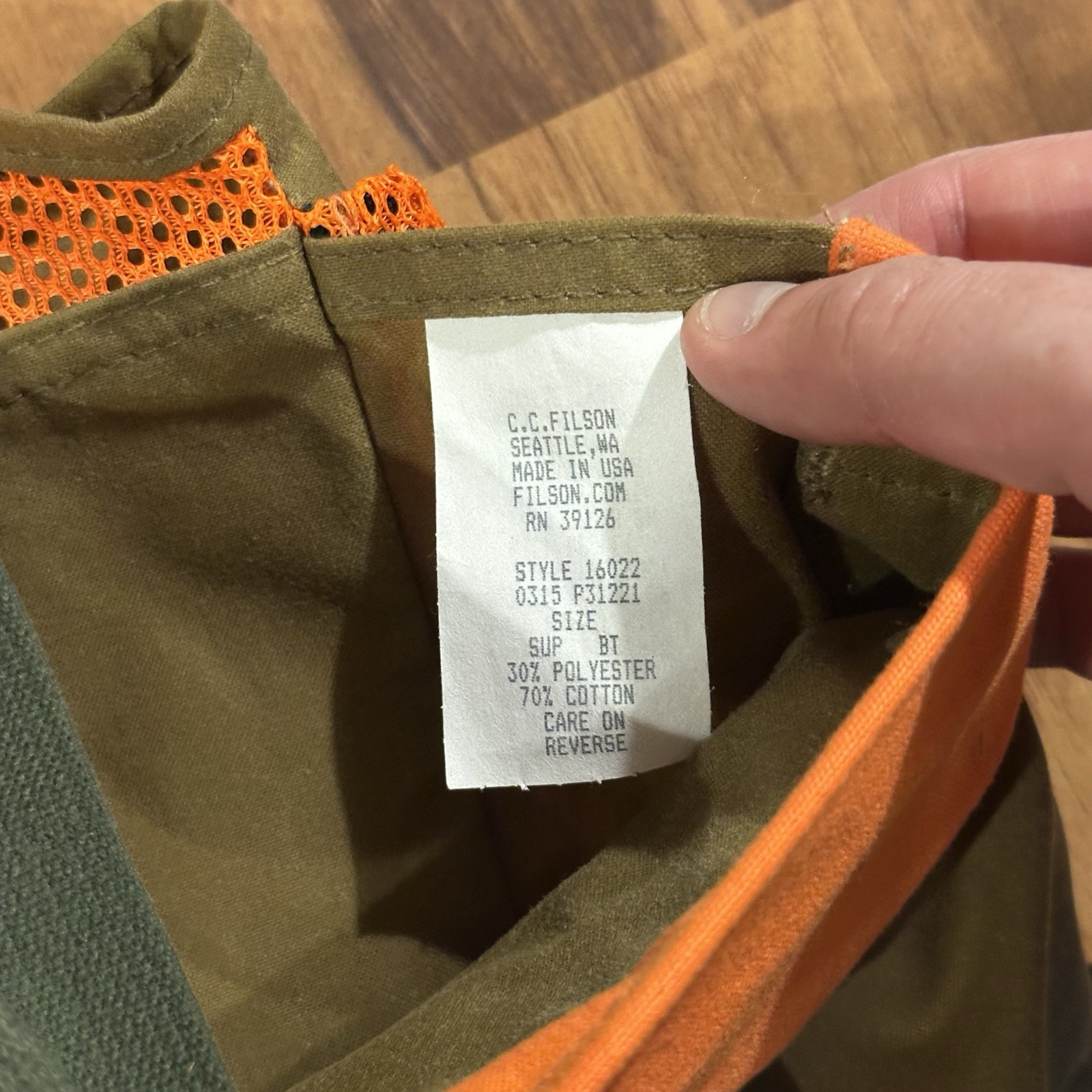 Filson Mesh Game Bag Waxed Canvas Hunting Tin Cloth Made In USA OSFA NWT