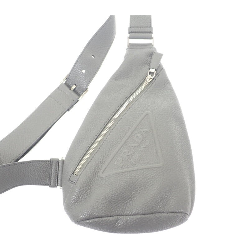 PRADA Vitello Dino Body Bag Leather Grey Silver Hardware Men’s ISY