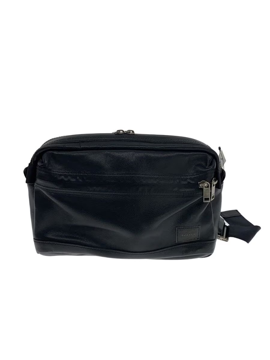 PORTER GUARD Waist Bag Leather BLK