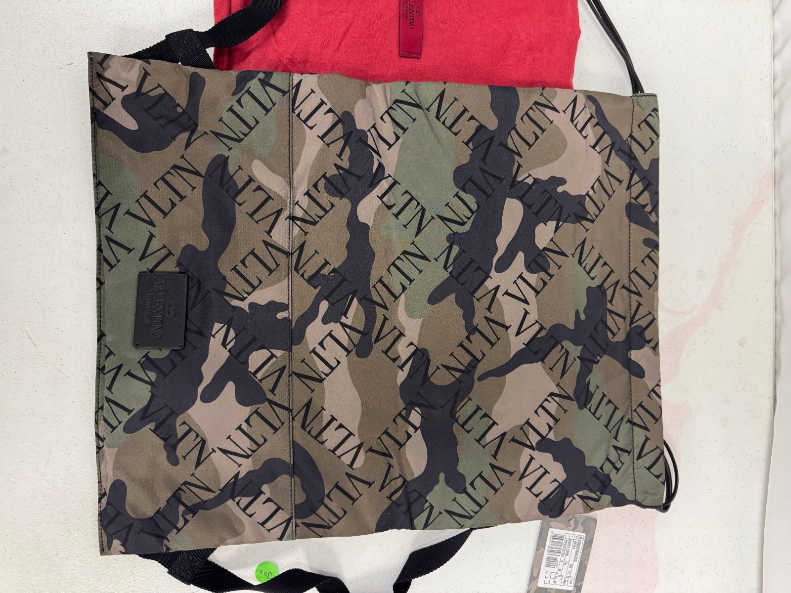 Valentino VLTN Grid Camouflage Backpack Dust Garavani Bag Pouch Red Lot of 2