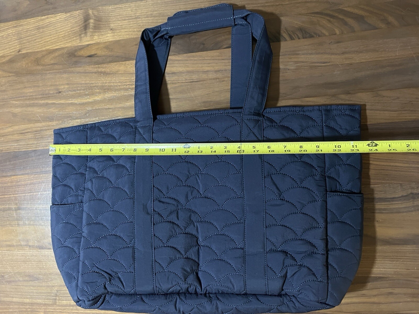 Aime Leon Dore ALD Nylon Scallop Quilted Tote Bag in Navy Metal Logo Travel NYC