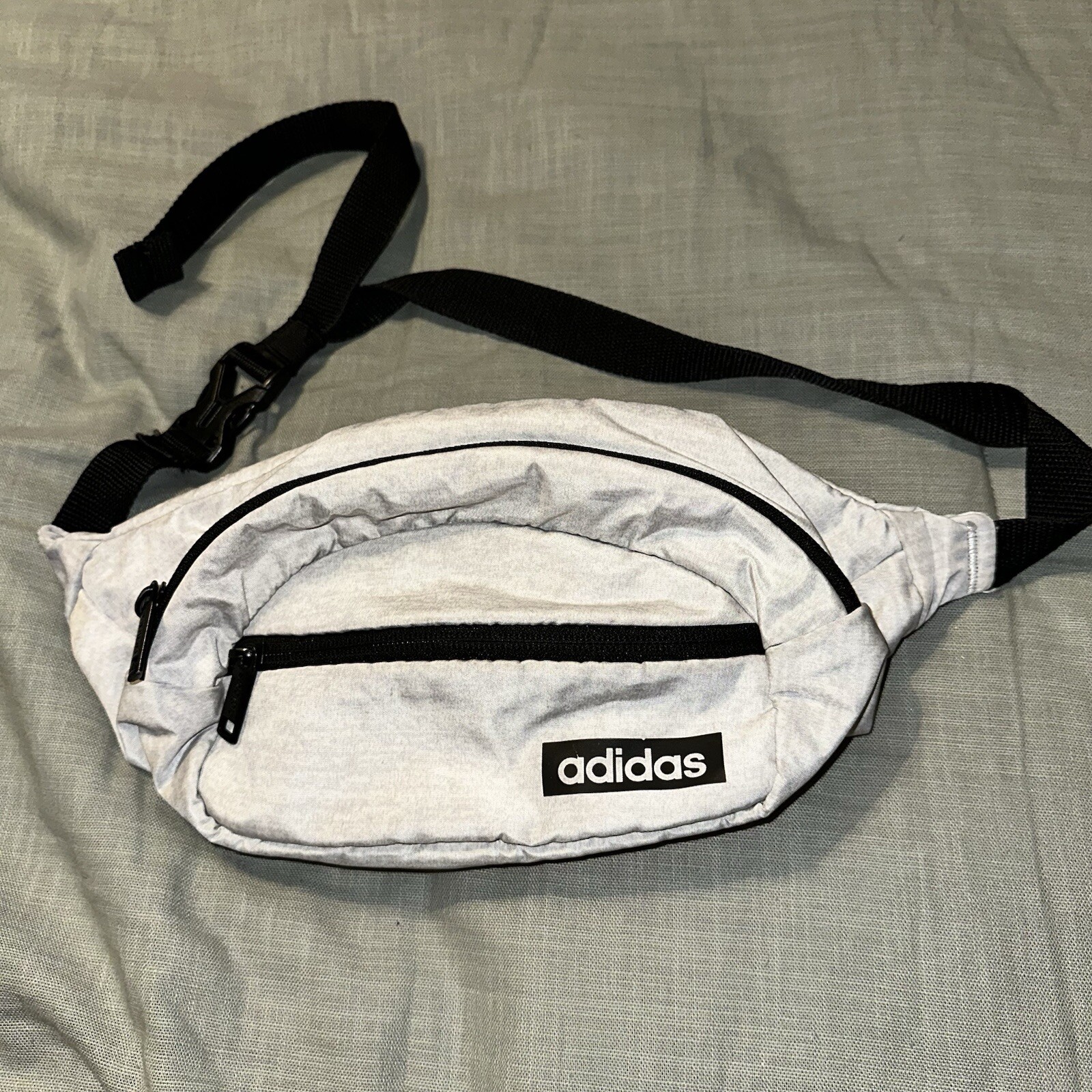 Adidas Waist Bag Fanny Pack Grey Black Adjustable Strap 0139151 B175
