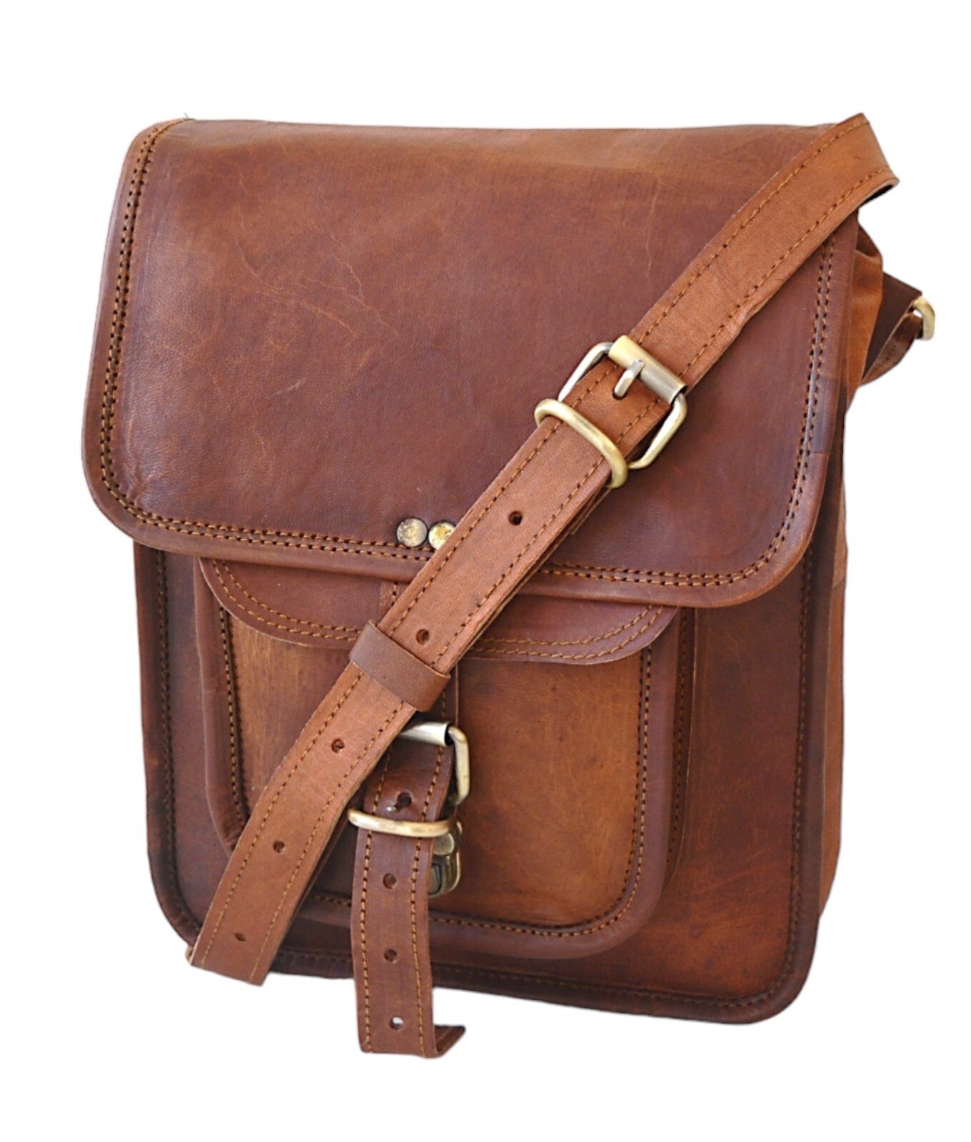 Men’s Rustic Genuine Leather Messenger Shoulder Handmade Cross-Body Satchel Bag
