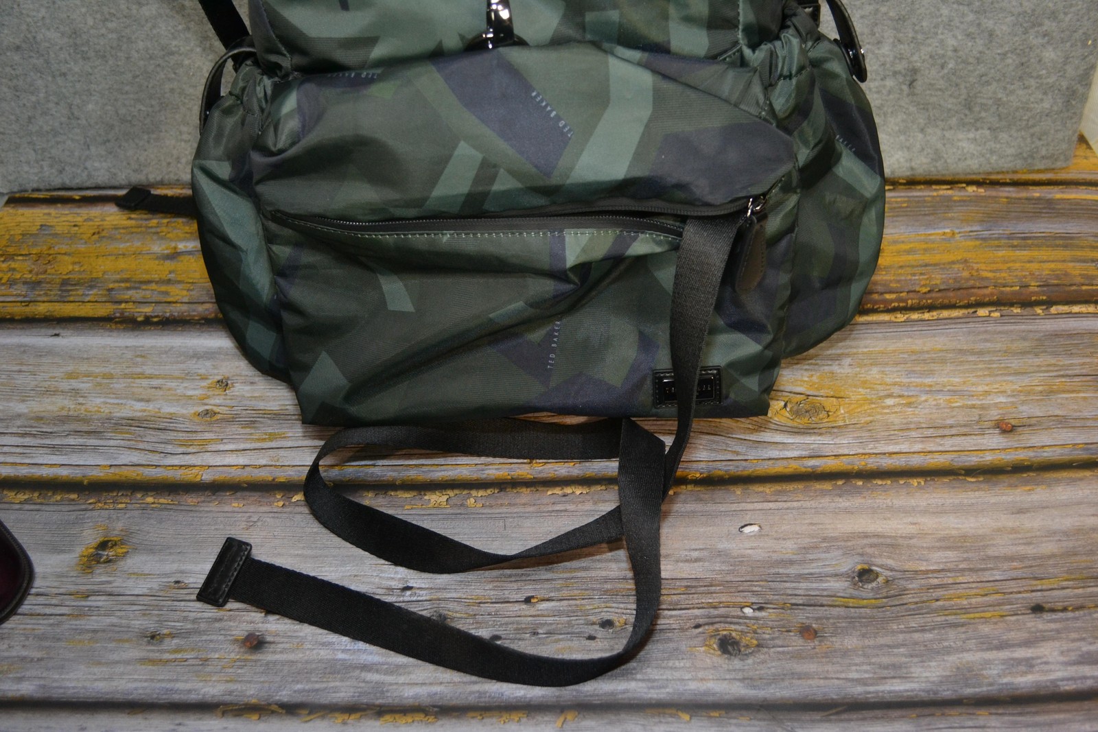 Ted Baker Engin Camo-print Woven Backpack Green Nylon Roll Top Laptop Travel Bag
