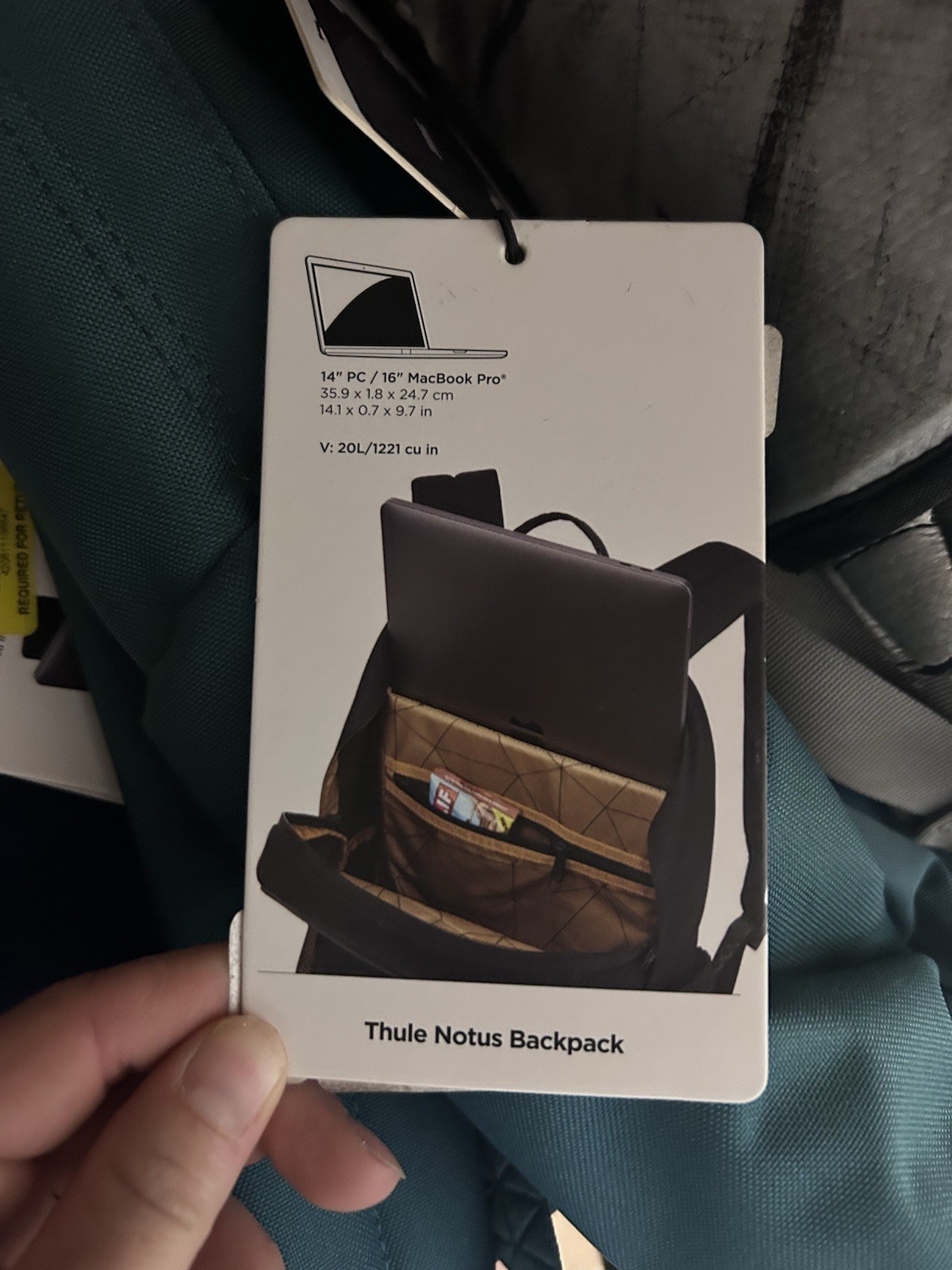 Thule Sweden Notus Backpack Teal Laptop Travel Work School Commuter 20 L
