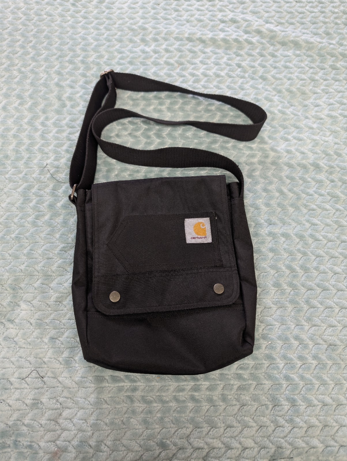 Carhartt Black Crossbody Bag Durable Adjustable Strap Unisex VGC Approx. 10x12x3