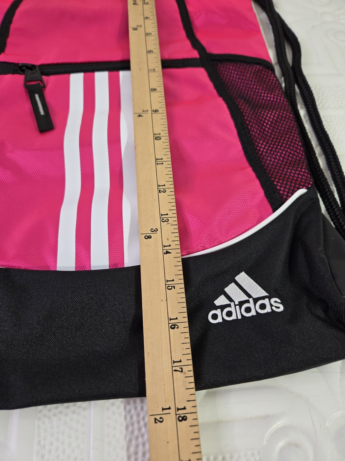 Adidas Alliance II Sports Sackpack Drawstring Bag Zipper Pockets Team Shock Pink