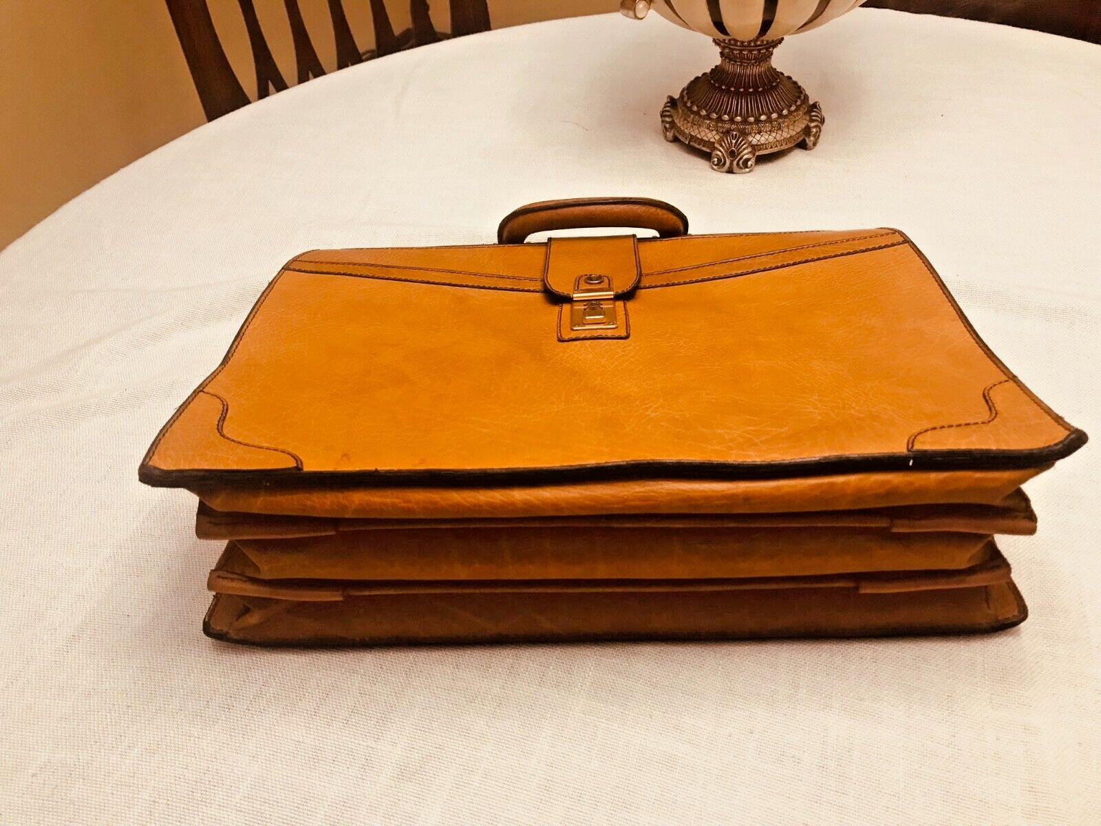 GOLDPFEIL “CARACCIOLA” Tan Leather Briefcase / Lawyer Bag – W. GERMANY