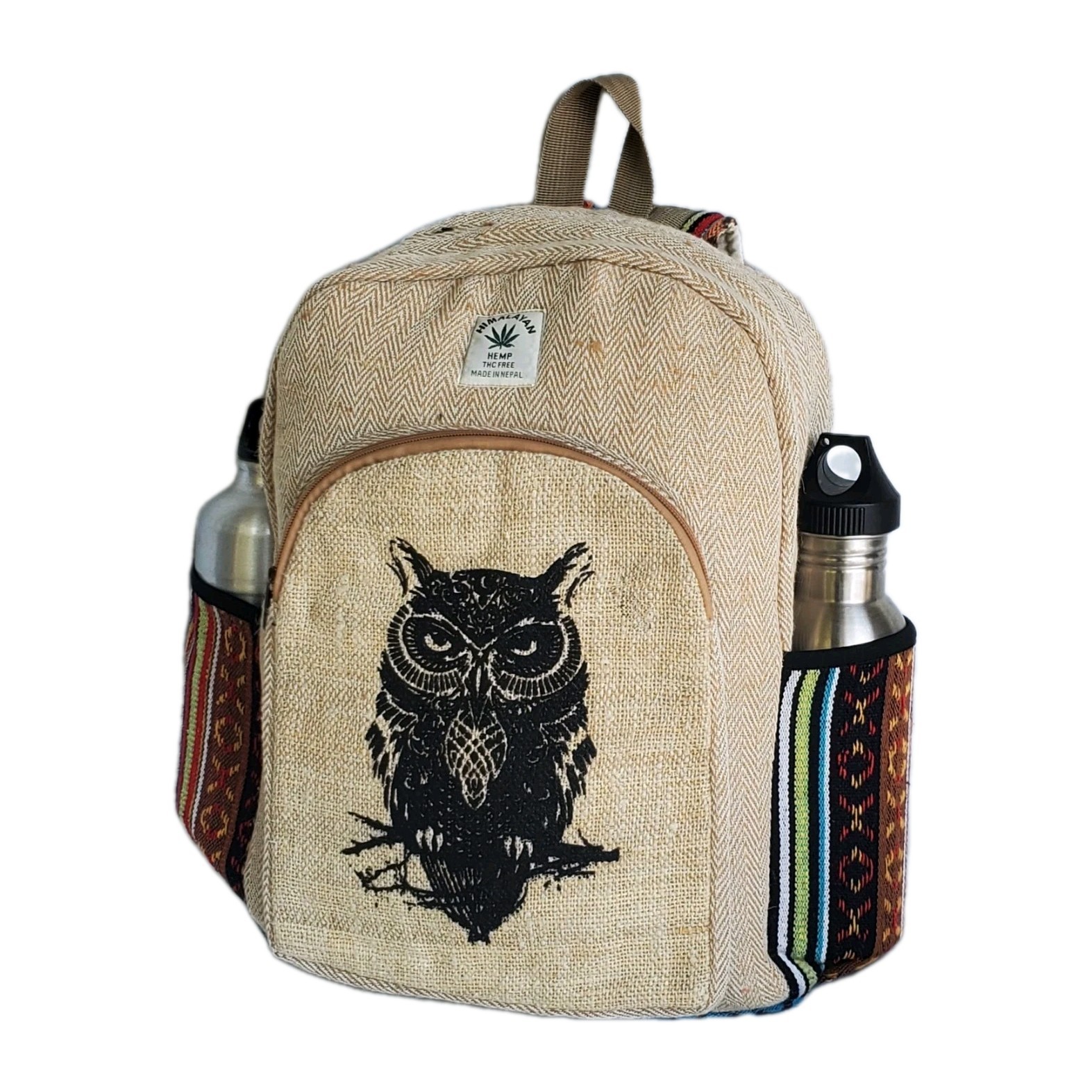 Large Embroidery Pure Hemp Backpack
