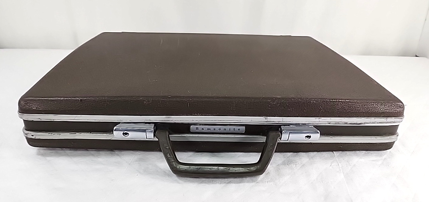 Vintage Samsonite Super Slim Hardshell Briefcase Attache Brown 17x12x2