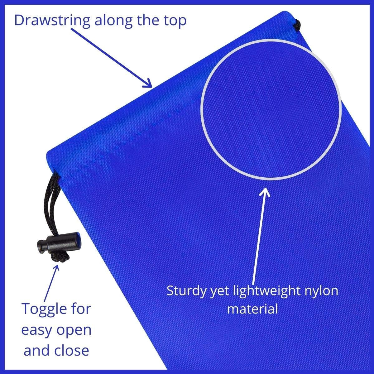 Drawstring Bag – Nylon Cinch and Ditty Stuff Pouch with Toggle (8 x 11-12 pack,