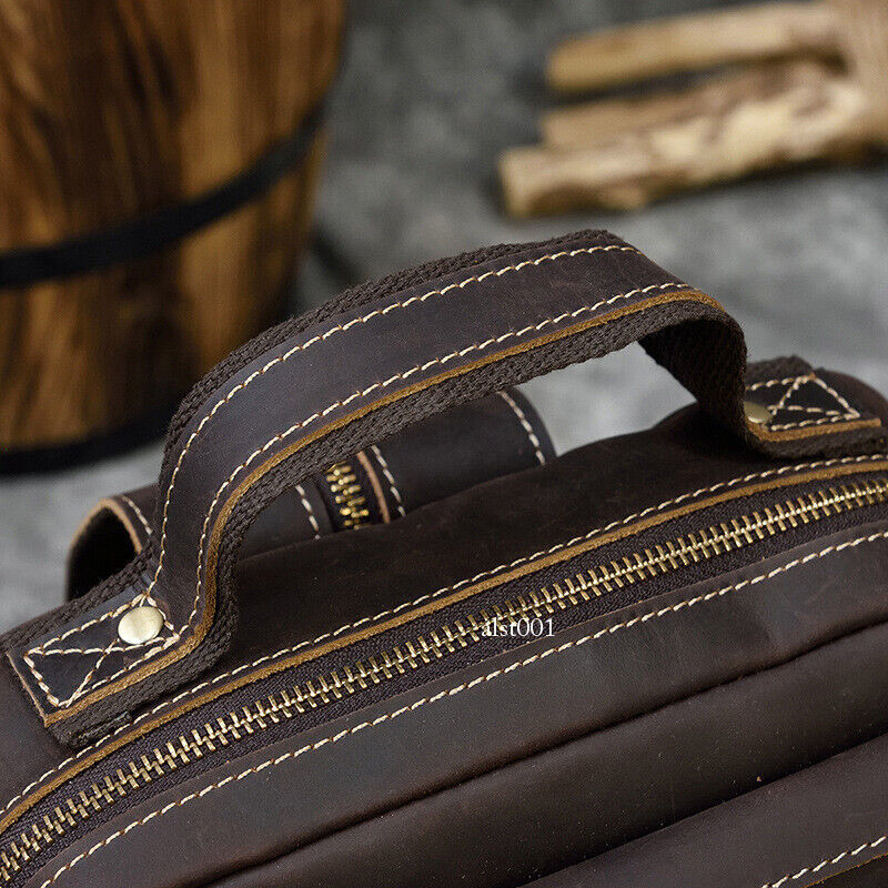 Vintage Men Crazy Horse Leather Backpack Sports Chest Bag Crossbody Bags Outdoor