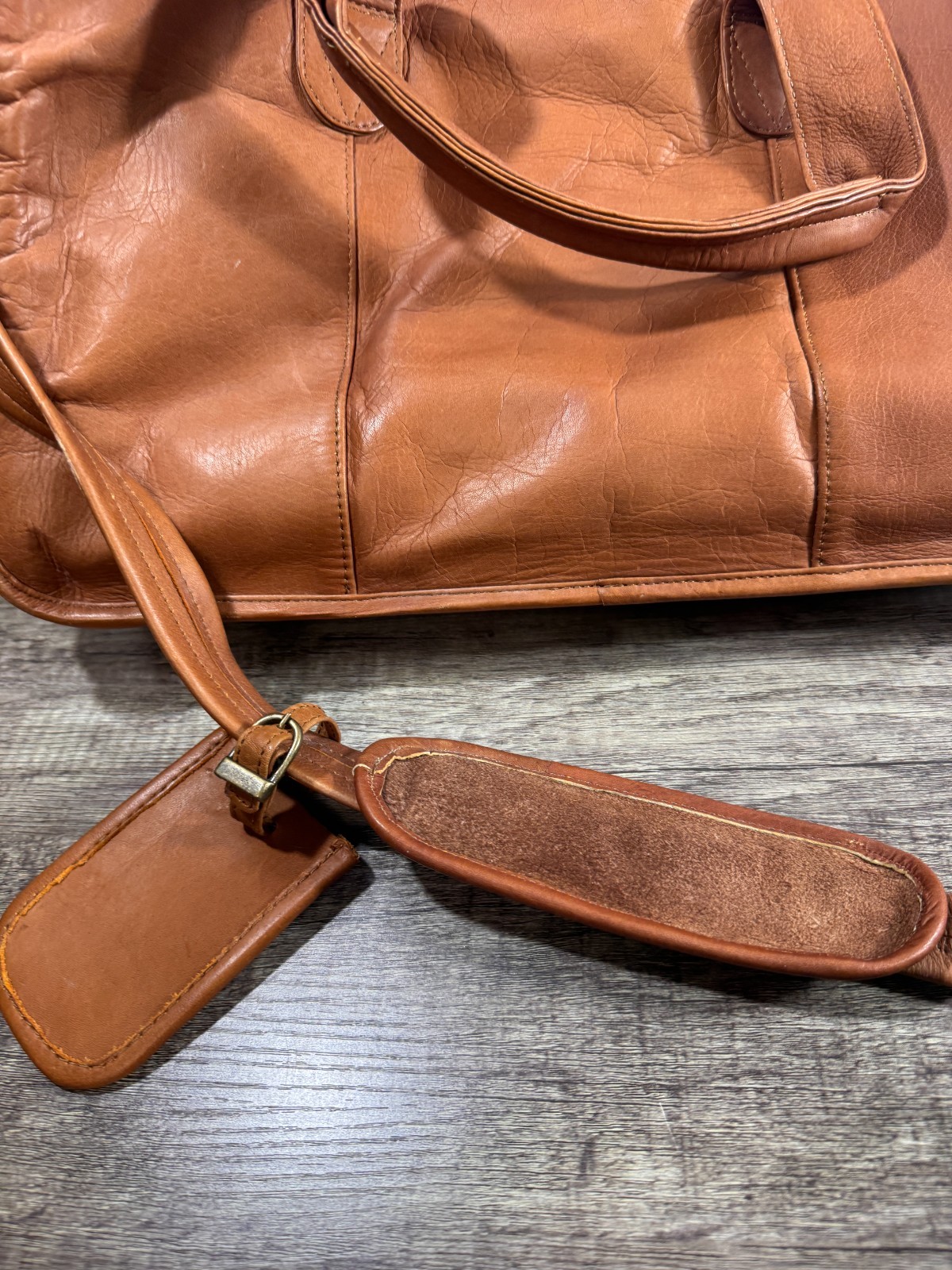 Vintage Cognac Leather Briefcase Messenger Bag Made in Colombia Multi Pocket Lap