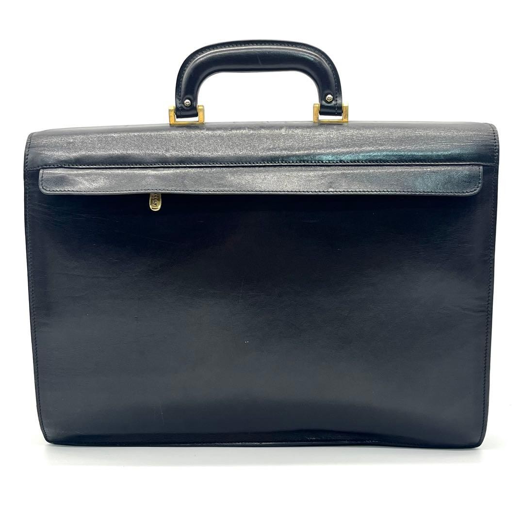 BALLY Business Bag Briefcase Leather Dial Lock Black Used 29x40x10cm