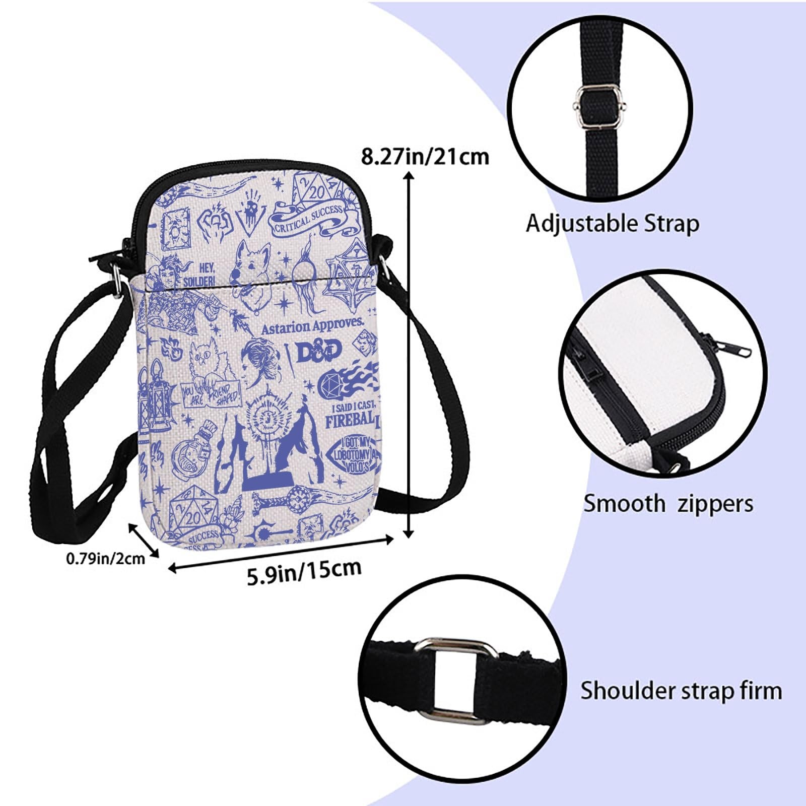 BG3 Cross Body Bag Astarion Game Messenger Shoulder Gamer Carry On DD CB Gift
