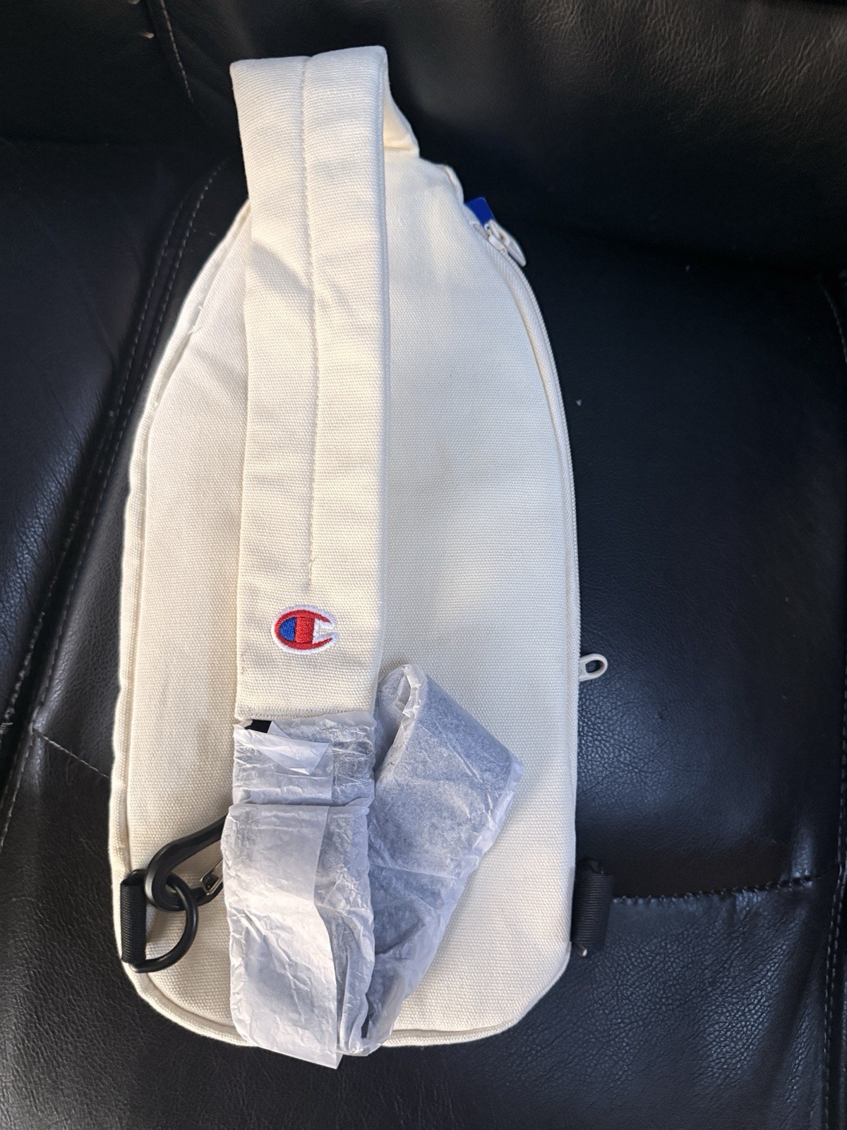 Champion Canvas Sling Bag Off White Crossbody Strap New With Tags