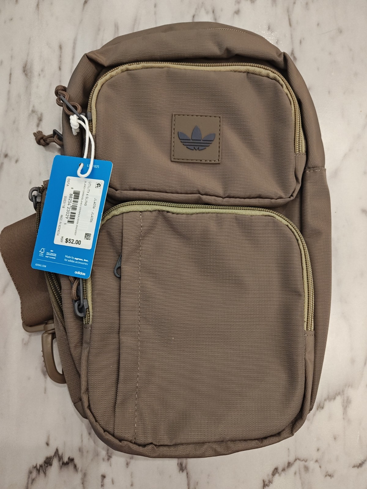 adidas Originals Utility Sling Crossbody Bag Brown Zip Adjustable Strap