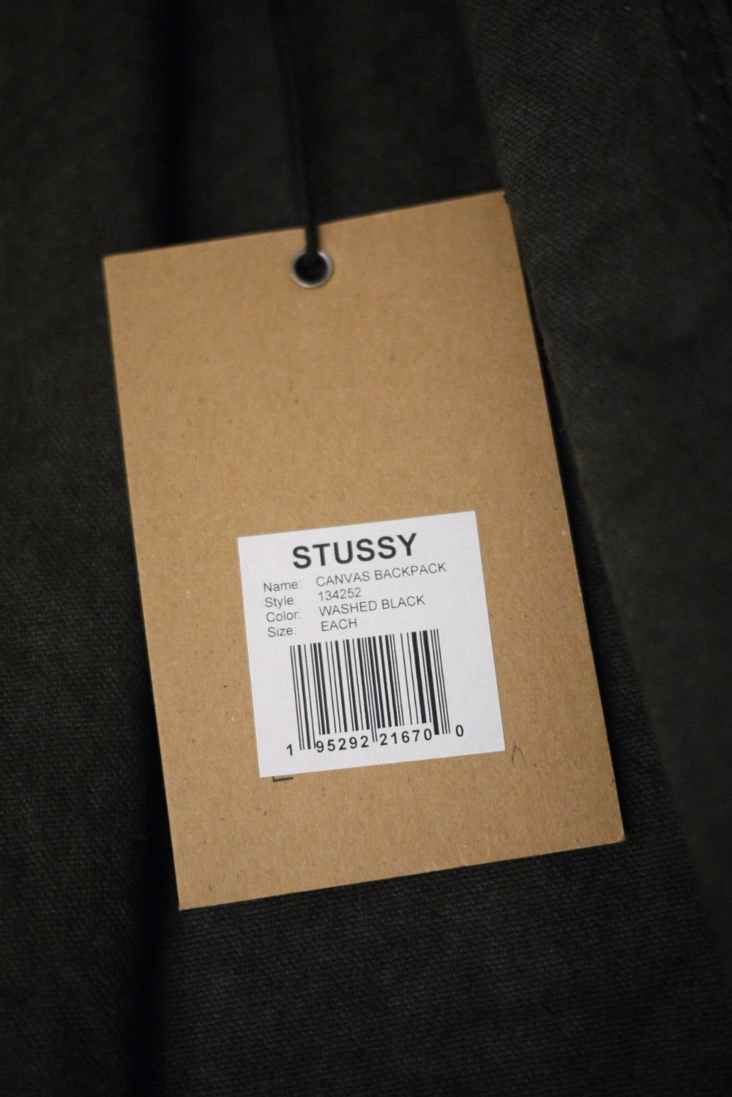 Stussy canvas backpack washed black bag Bonus Stussy Stickers and paper bag