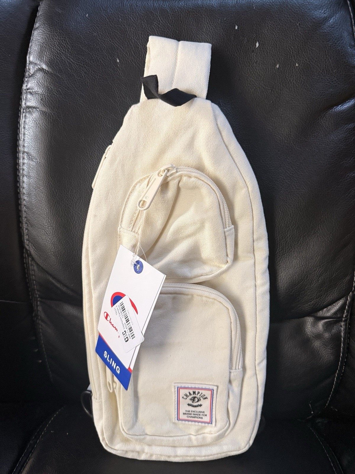 Champion Canvas Sling Bag Off White Crossbody Strap New With Tags