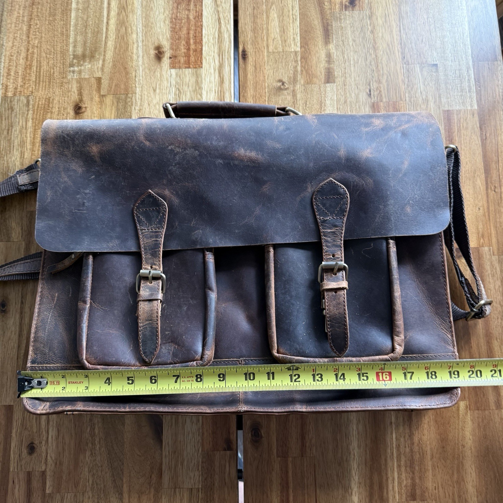 Denver Leather Craft Potter Messenger Briefcase Bag Sz M Top Grain Buffalo NWOT