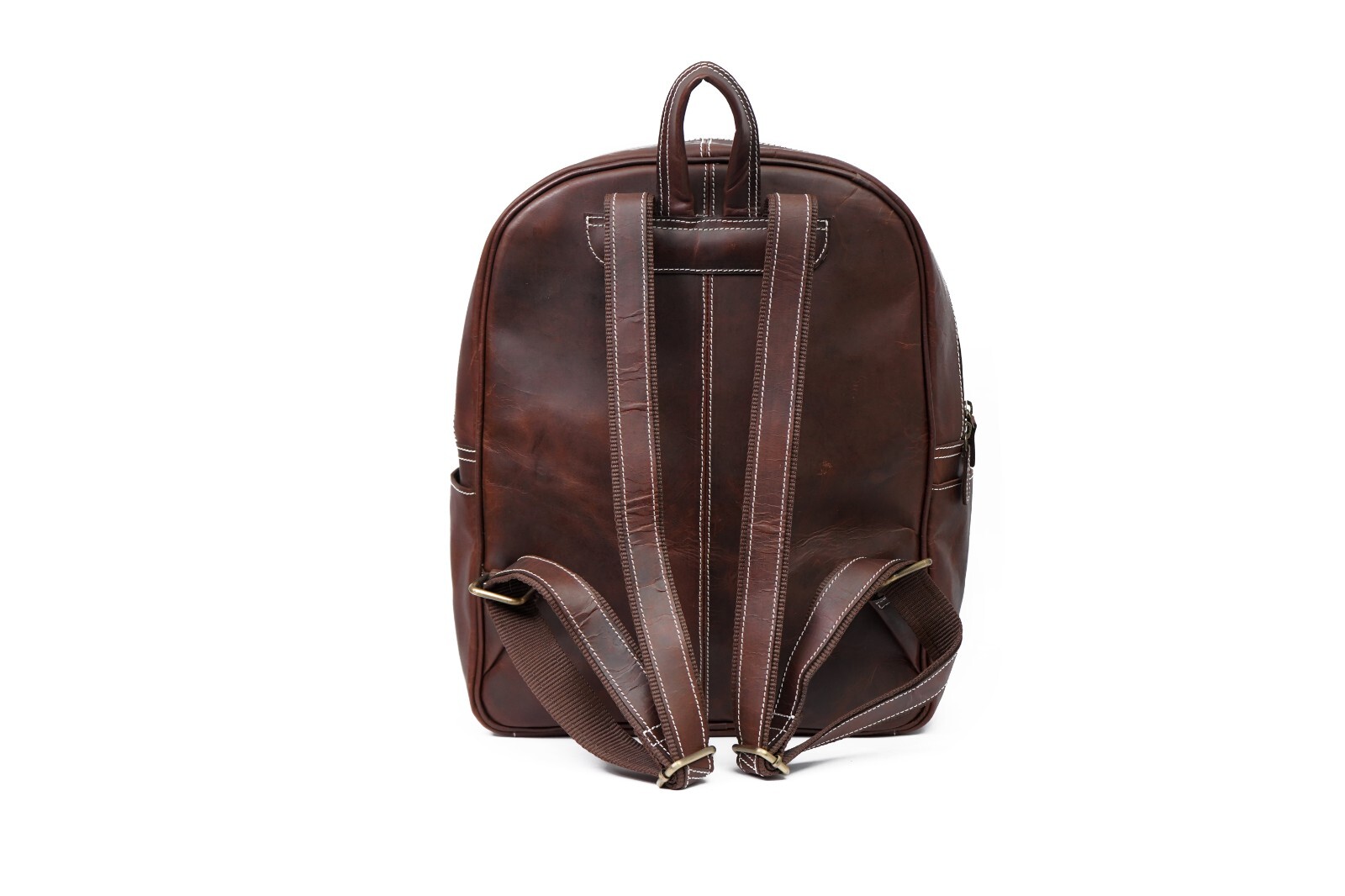 Leather Laptop Backpack Zipper Front Pocket Laptop Sleeve Leather Backpack